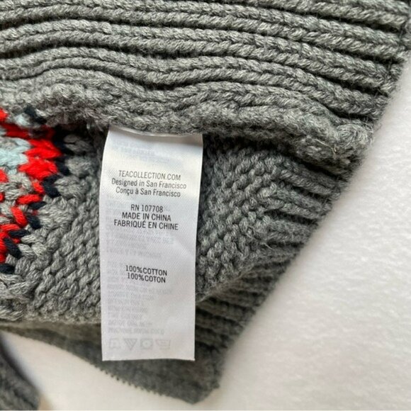 Tea Collection Grey Fair Isle Pattern Knit Zippered Sweater 6-12m - Picture 5 of 6